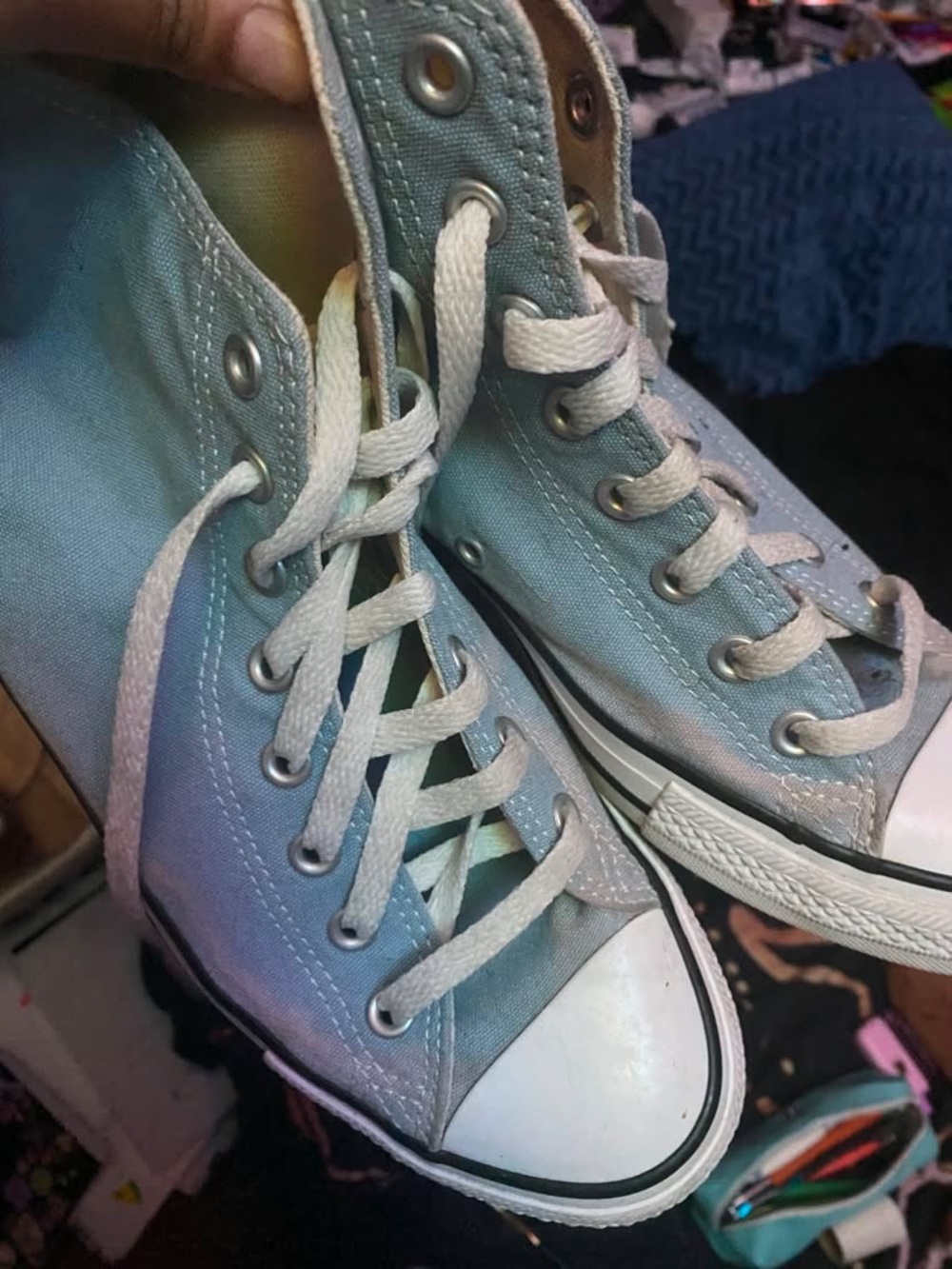 Converse High-Top Canvas Sneakers in Light Blue